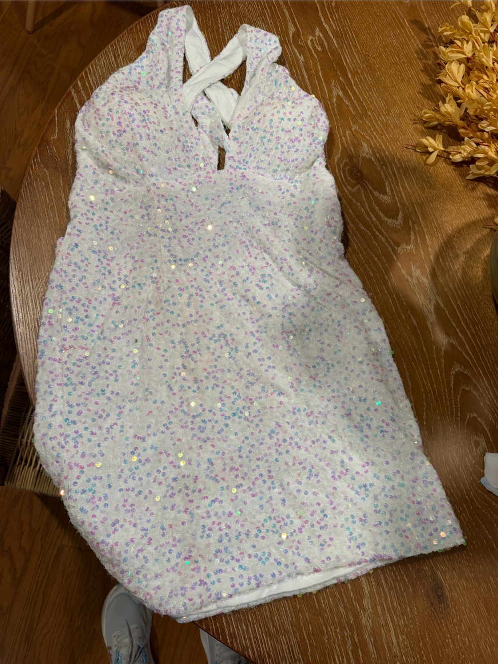 Sparkling White Sequin Kids Hooded Vest